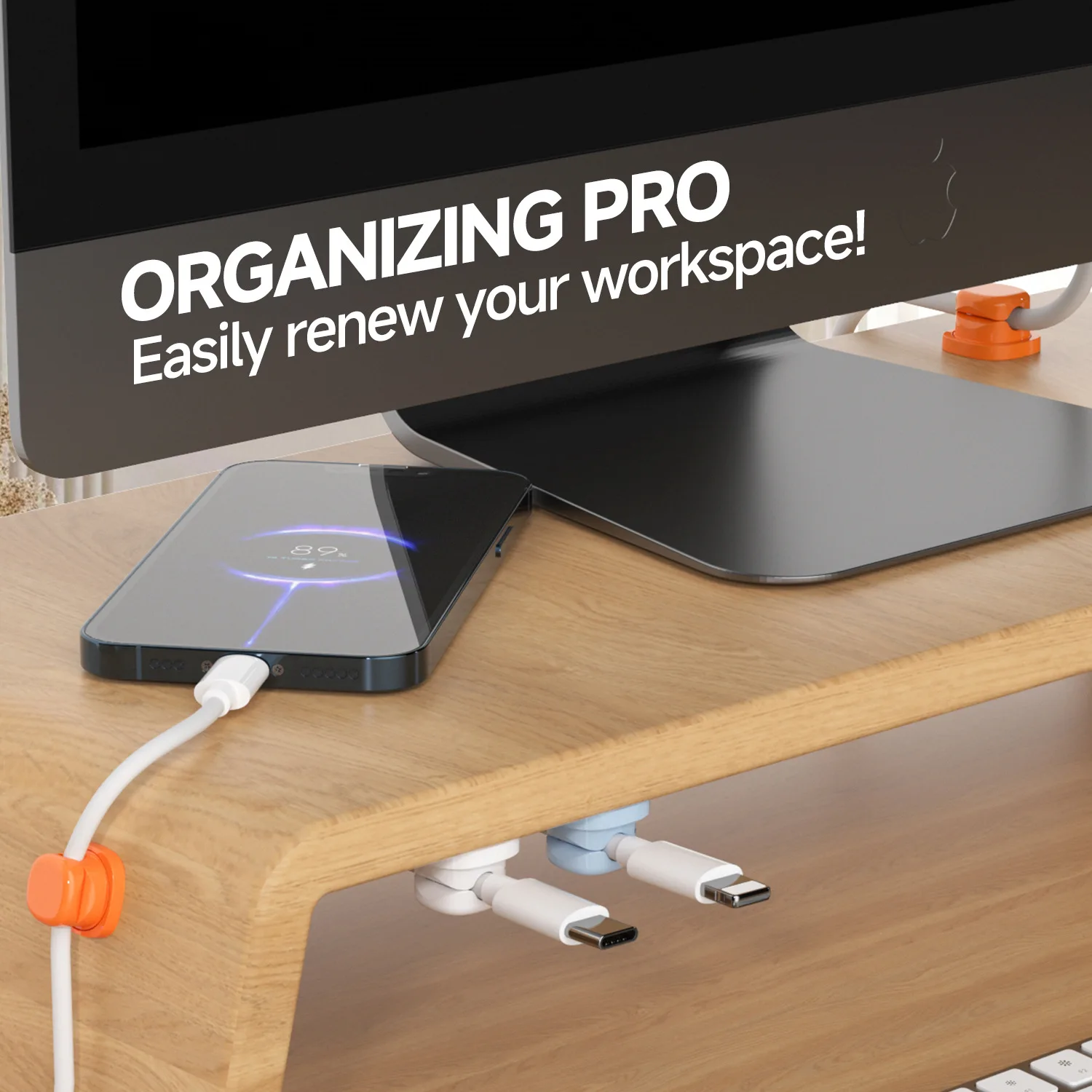 Mobile Phone Charging Cable Clips Organizer 360°Rotatable USB Cable Clip Car Supplies /Home/Office Holder Wire Keeper Cord Clips