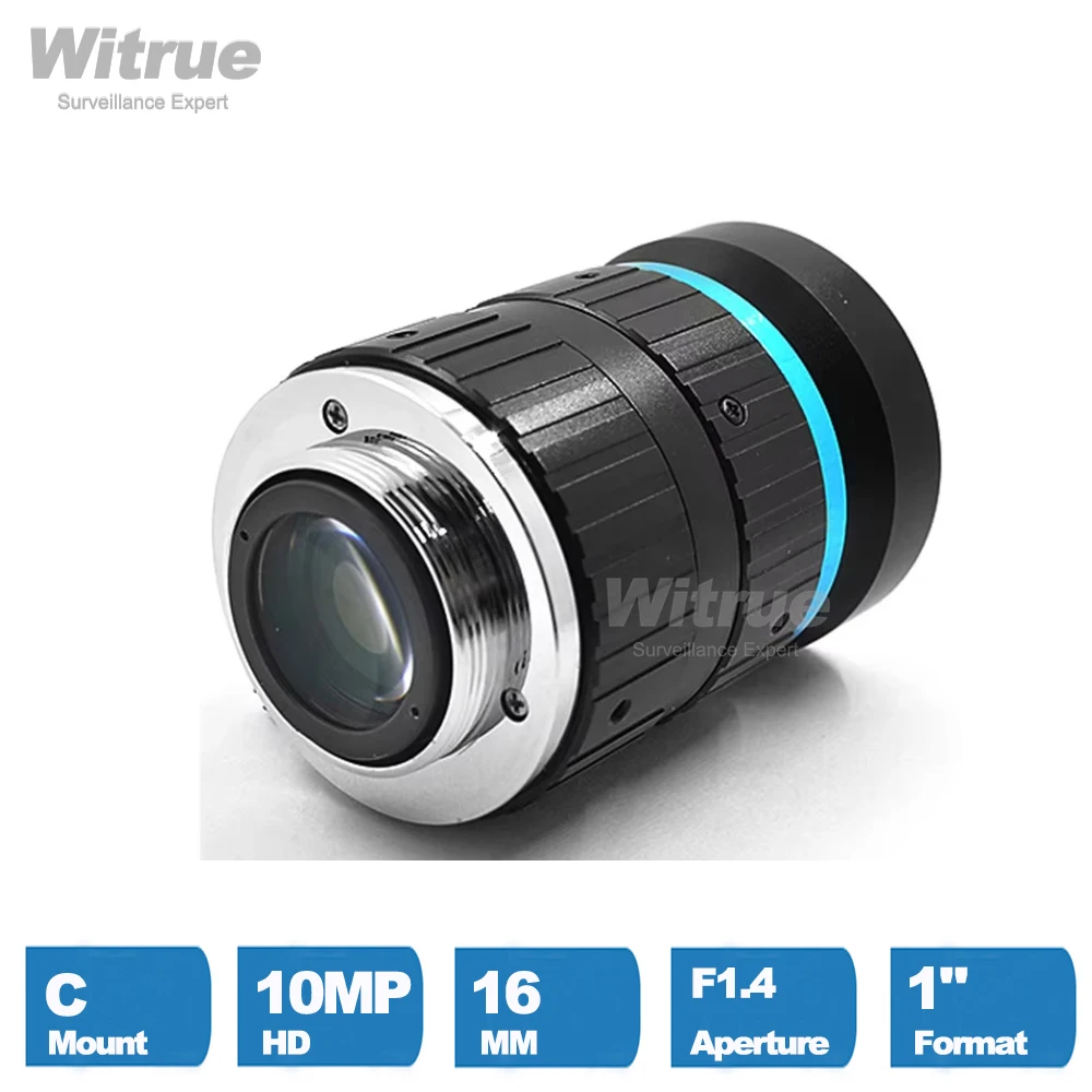 Obiektyw Witrue HD 4K 10MP 16mm z mocowaniem C, F1.4, 1 cal, o niskim zniekształceniu, do zastosowań przemysłowych i kamer monitoringu. — zdjęcie 5