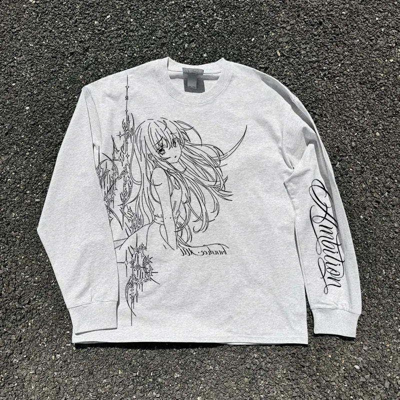 Dark Series Post-Apocalyptic Subculture Early Autumn New Long Sleeve T-Shirt Breathable Loose Fit Cotton Men's Women's Universal