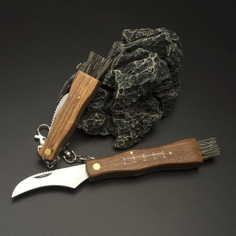 Mini Mushroom Knife Stainless Steel Wooden Handle Sharp Picking Knife Hard Multi Functional Folding Barbecue Kitchen Tool
