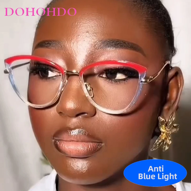 

Popular Metal Cat Eye Blue Light Blocking Glasses Women Men Trendy Designer Optical Spectacle Computer Glasses For Office Work