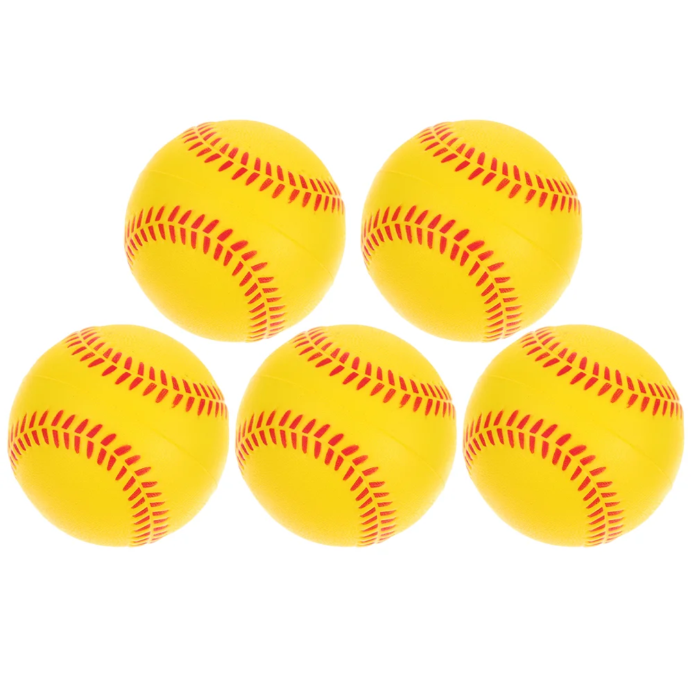 5 Pcs Soft Sponge Children's Baseball Training Safe Indoor Softball (9-inch Yellow Baseball) Pack Student Practice Baseballs Pu