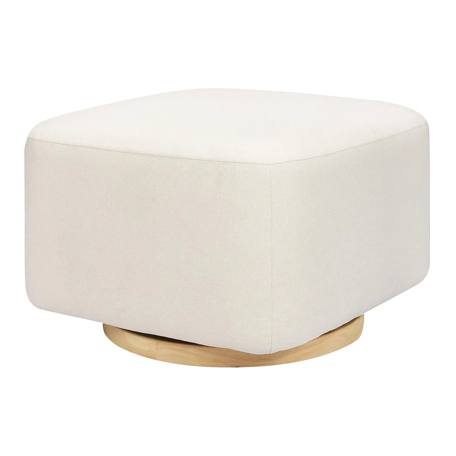 Babyletto Kiwi Gliding Ottoman in Performance Cream Eco-Weave with Light Wood Base, Water Repellent & Stain Resistant, Greenguar