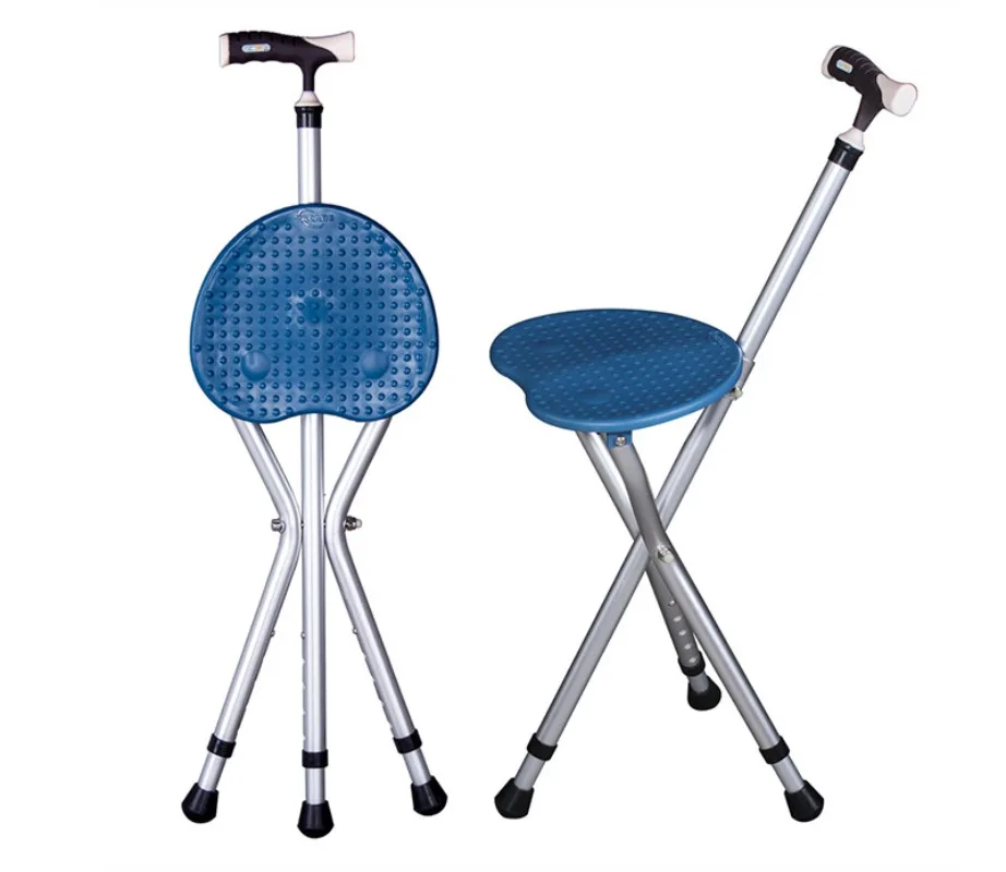 Elderly Aluminum Alloy Crutch Bench Three-legged Stool Adjustable Cane Light Stable Aluminum Alloy Folding