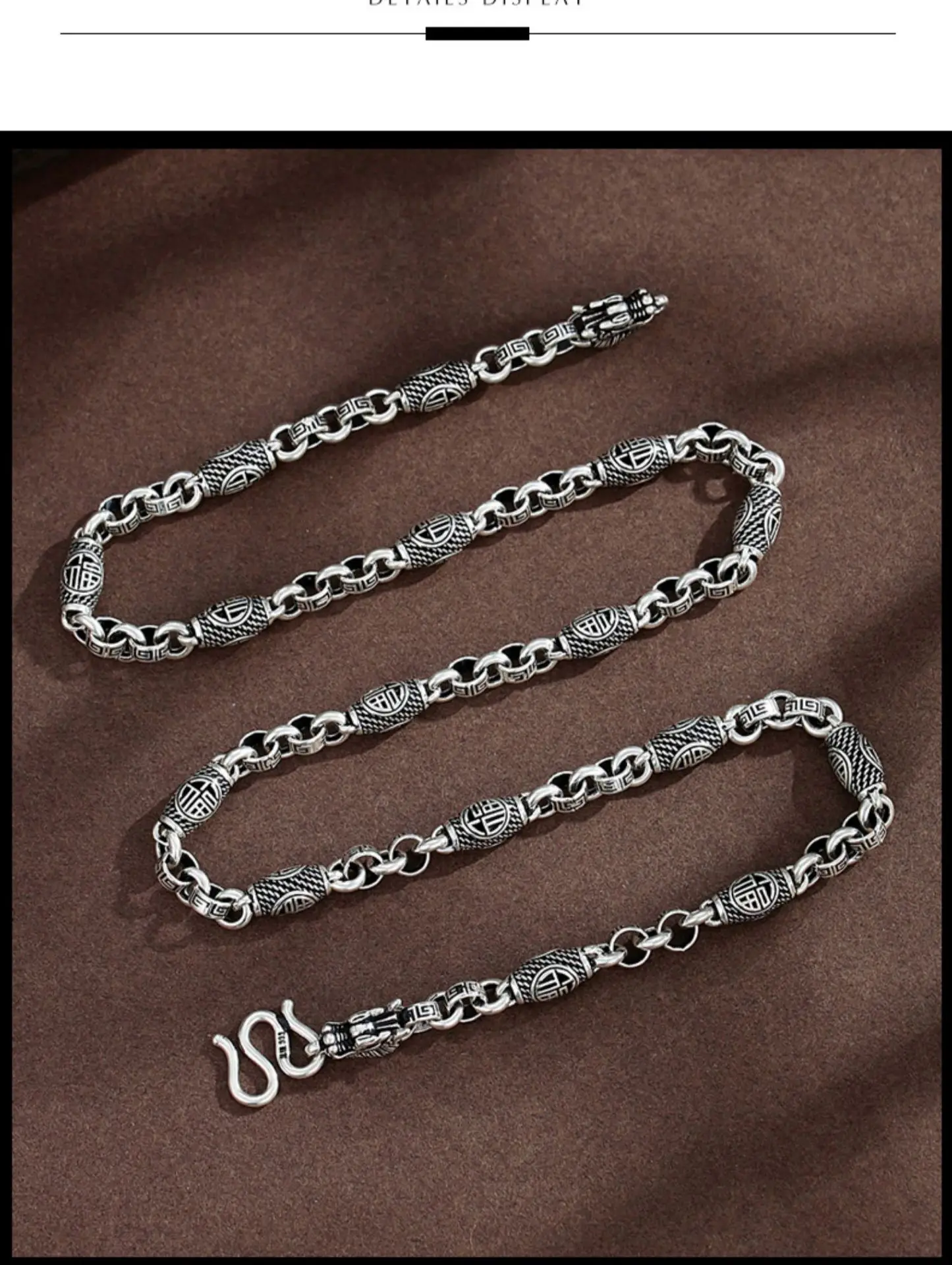 S925 Sterling Silver Women's Necklace Men's New Fashion Jewelry Personalized Versatile Retro Punk Dragon pattern party chain