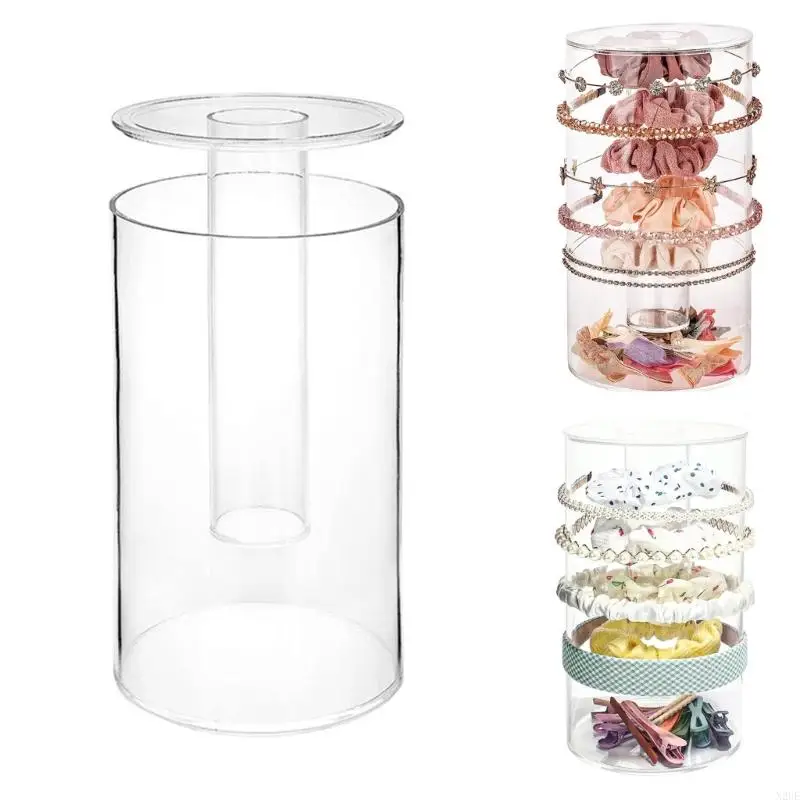 N2UE Acrylic Hair Accessory Display Box Multifunctional Clear Hairband Storage Case for Organizing Headbands and Accessories