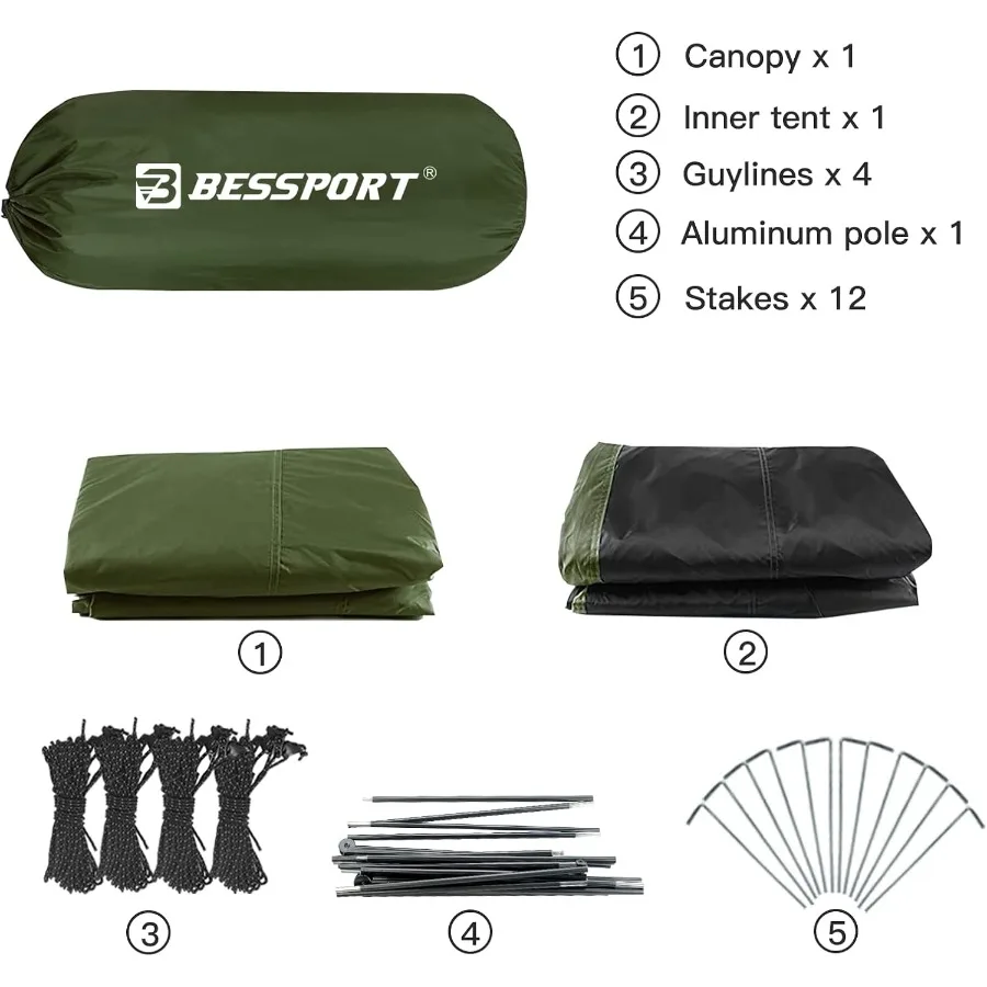 خيمة ظهر خفيفة الوزن تتسع لـ 2-3 أشخاص مع ميزات مقاومة للماء والرياح بتصميم طبقة مزدوجة مع بابين لسهولة الاستخدام #3