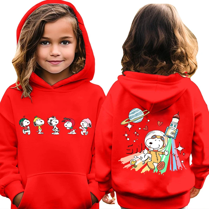 Snoopy print children's clothing kids plus velvet hoodie girls sports sweater autumn and winter cartoon clothing