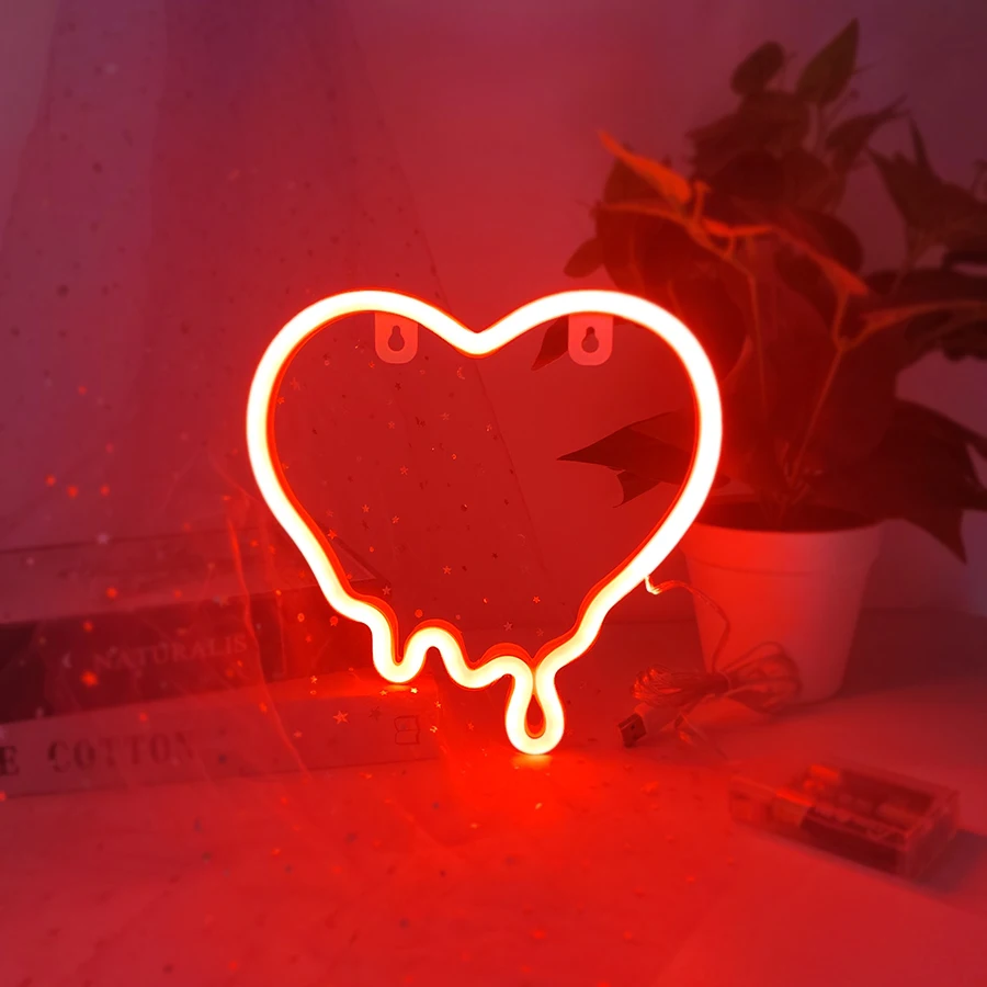 Angel Hart Neon Light Sign Lip Liefde Led Decoratie Lamp Creatieve Bruiloft Muur Raam Kinderkamer Verjaardagscadeau