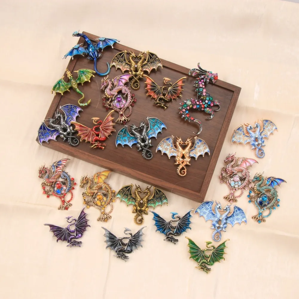Baroque Luxury Western Mythology Fire-Breathing Dragon Design Brooch for Men and Women, Jewelry, Fashion Accessories, PartyGifts
