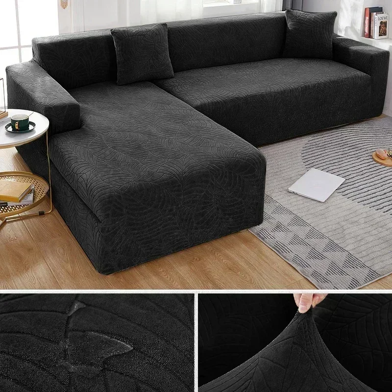 Waterdichte Dikker Bankhoezen 1/2/3/4 Zetels Jacquard Effen Couch Cover L-vormige Sofa Cover Protector bankhoezen