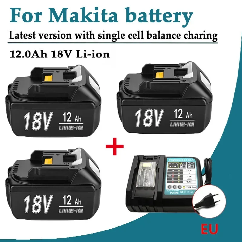 Original 18V 12.0Ah for 18V Makita With LED lithium ion replacement LXT BL1860B BL1860 BL1850 rechargeable power tool battery