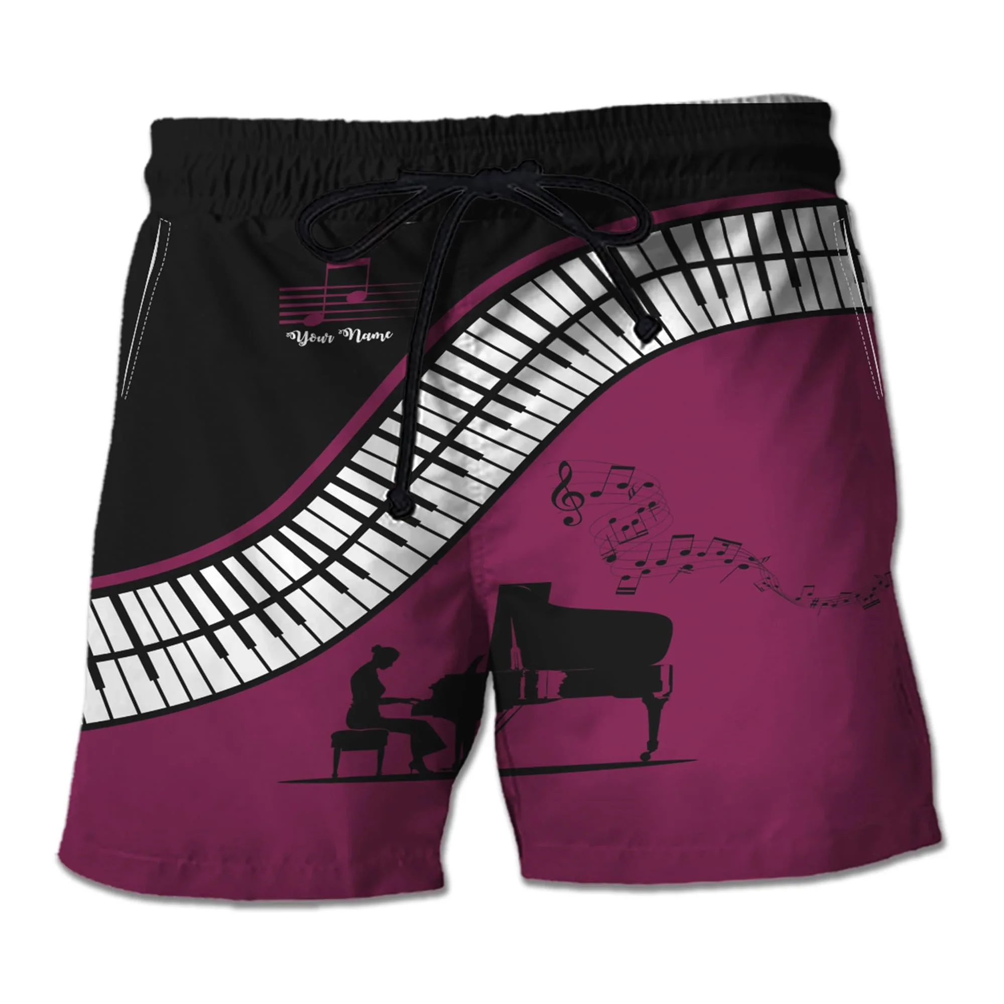 2024 Fashion Piano Graphic Short Pants For Men Clothes Music Instrument Kids Bermudas Casual Musical Note Bermudas Boardshorts