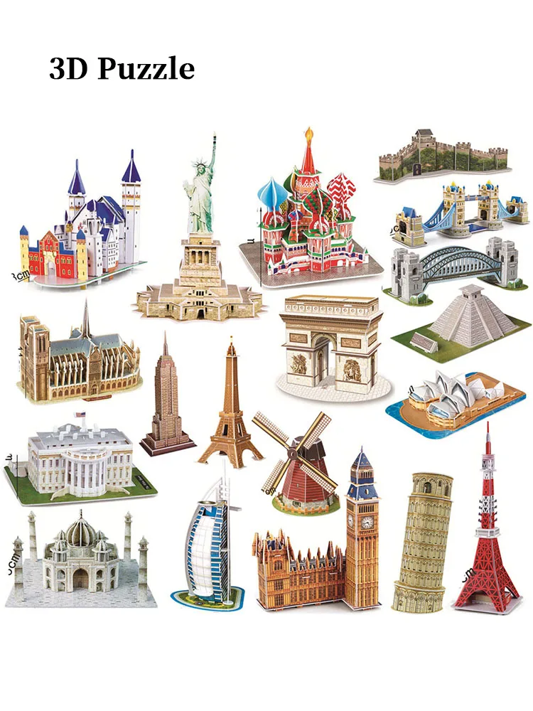 Educational Toys 3D Jigsaw Puzzles Toys Children Intellectual Development Worlds Famous Building Construction 3D Puzzles Toy