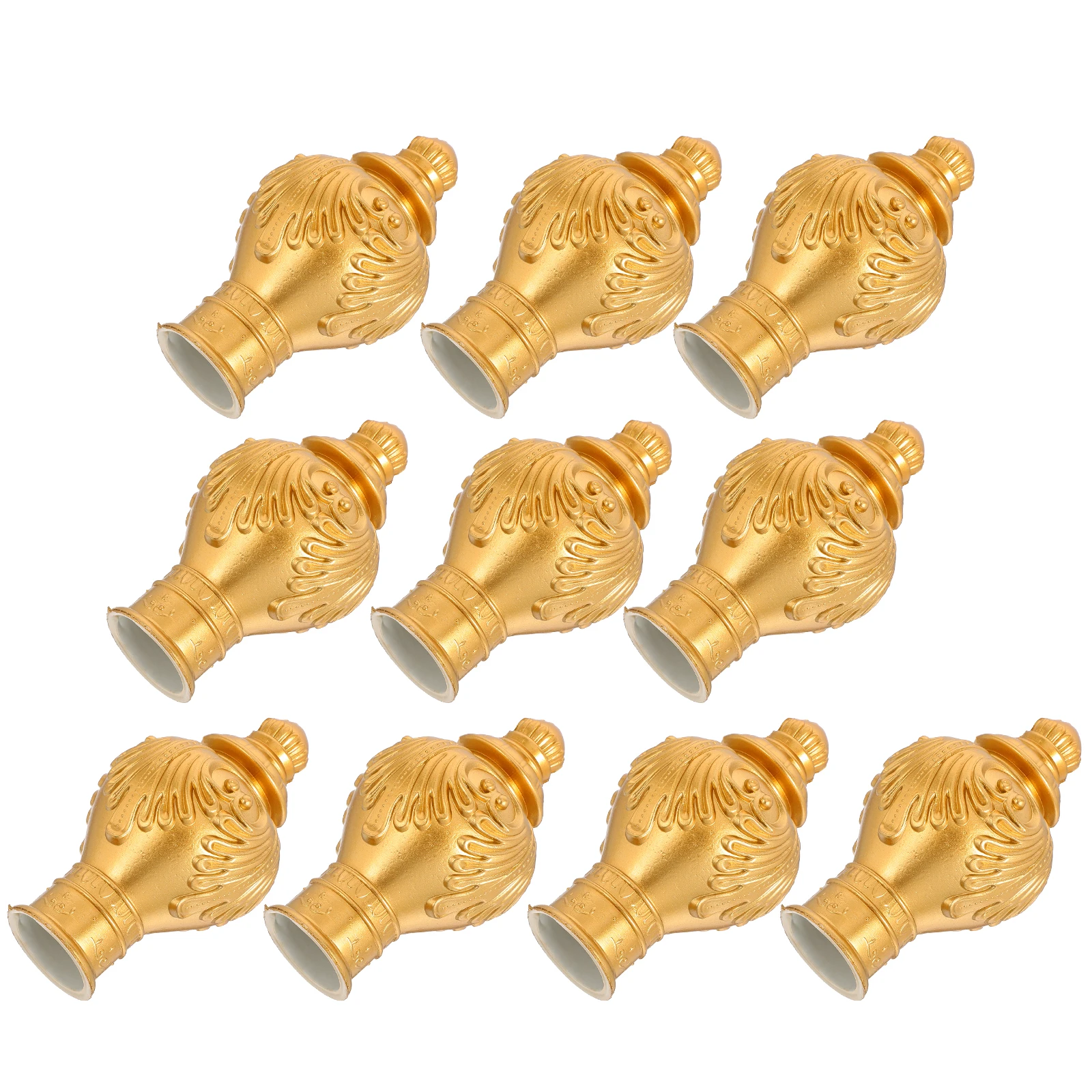 

10pcs Curtain Rod Decorative Head Plastic Gold Finial Ends Cover 26 28mm Diameter Easy Installation Window Treatment
