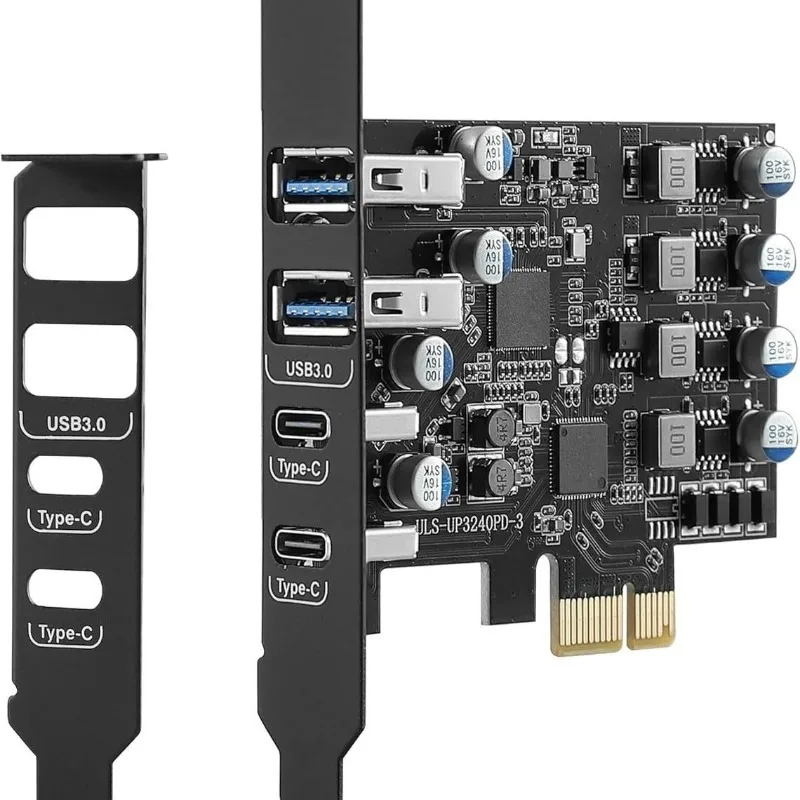 Ss-4 Ports USB PCIE Card Pcie USB 3.0 Expansion Card 2 X USB A and 2 X Type C with Low Profile Bracket for Desktop PC