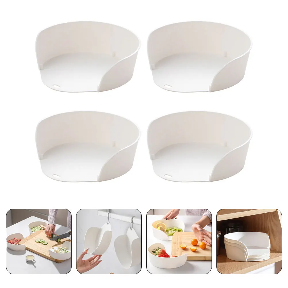 

4Pcs Japanese Style Food Plate Multi-Function Stackable Household Tray Open Mouth Design for Serving Vegetables Fruits Desserts