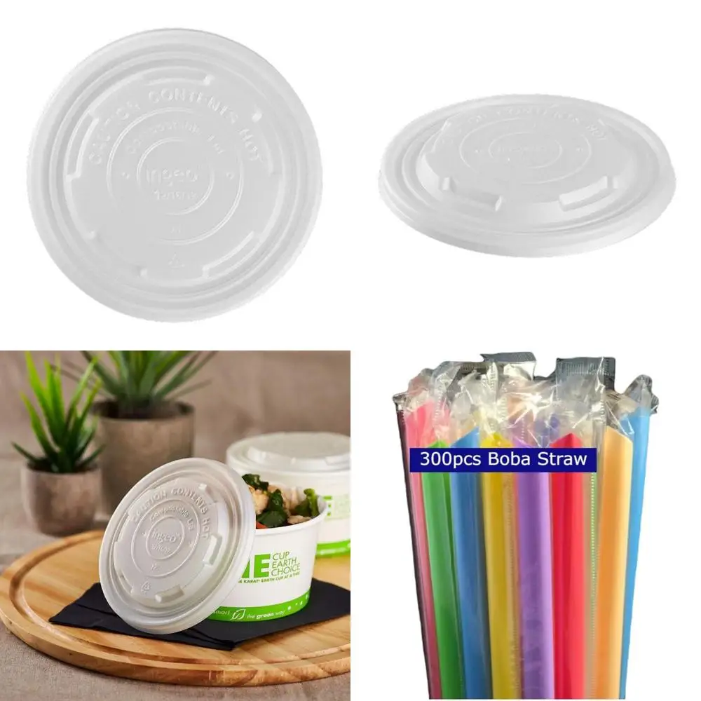 

Compostable Paper Food Containers 12-16 oz with Flat Lid, Pack of 500, Eco-Friendly Disposable for Catering and Takeout