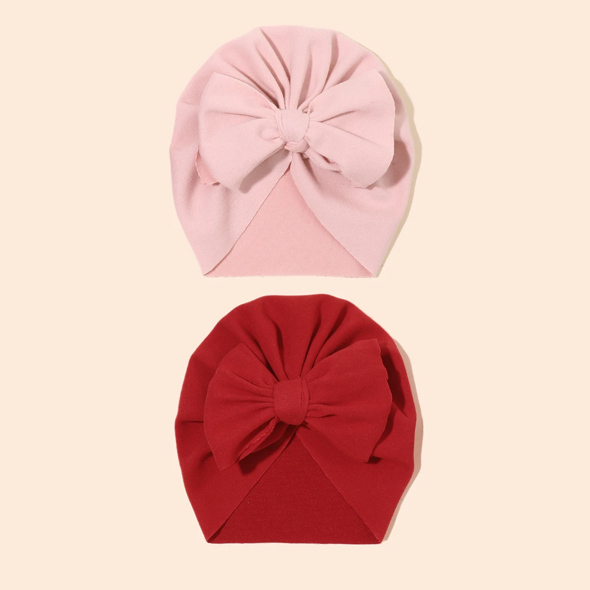 Solid Ribbed Bunny Knot Turban Hats for Baby Girls Beanies A