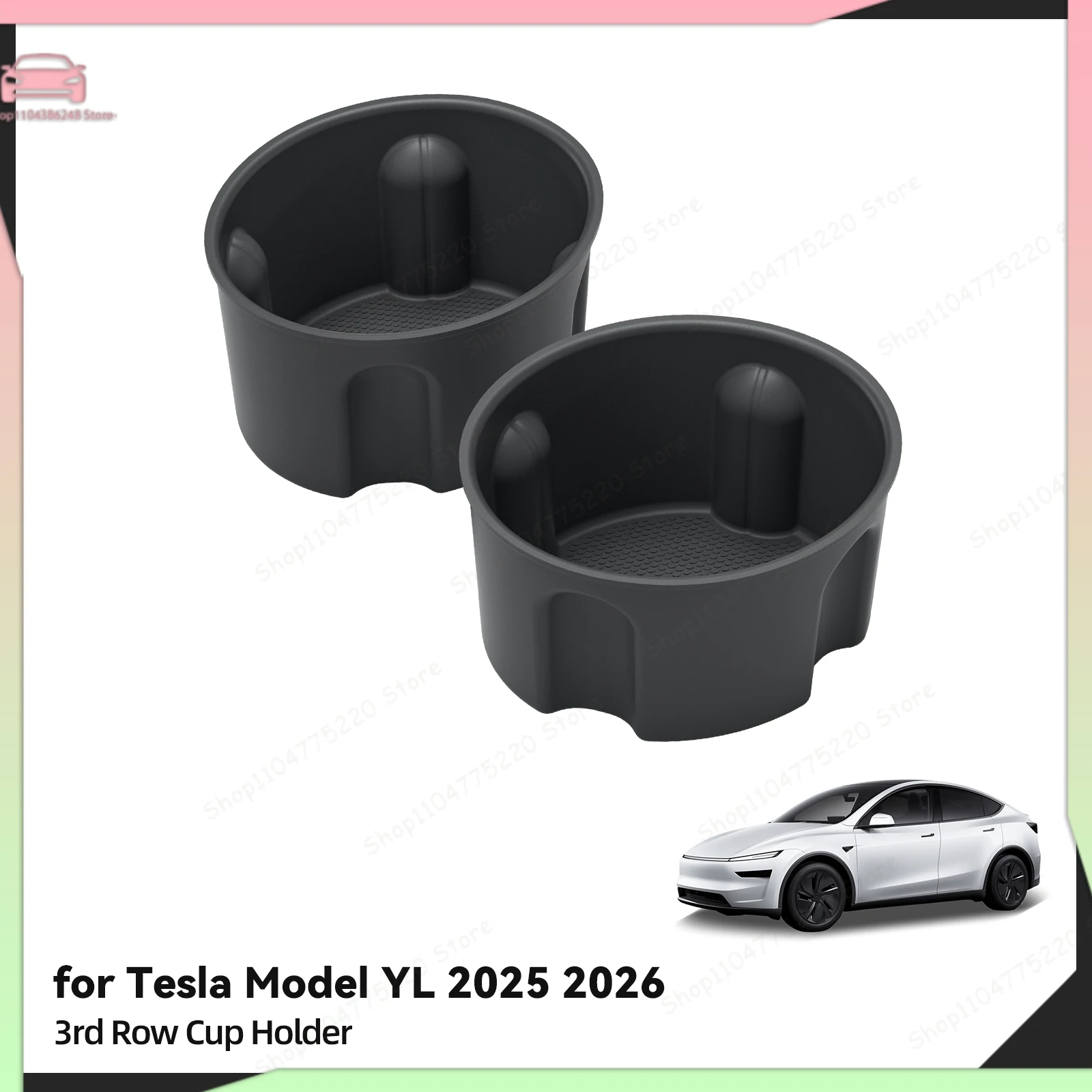 

For Tesla Model YL 2025 2026 3rd Row Cup Water Cup Holder Insert Car Holder Tray Silicone Organizer Tidying
