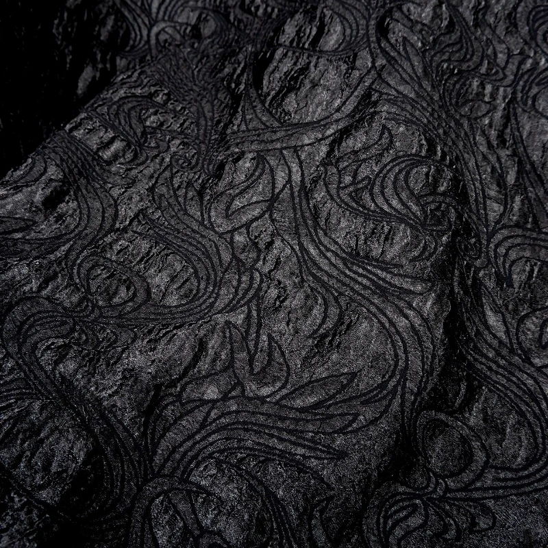 

Black Phoenix Tail Three Dimensional Relief Texture Jacquard Fabric Handmade DIY Dress Clothing Designer Fashion Fabric