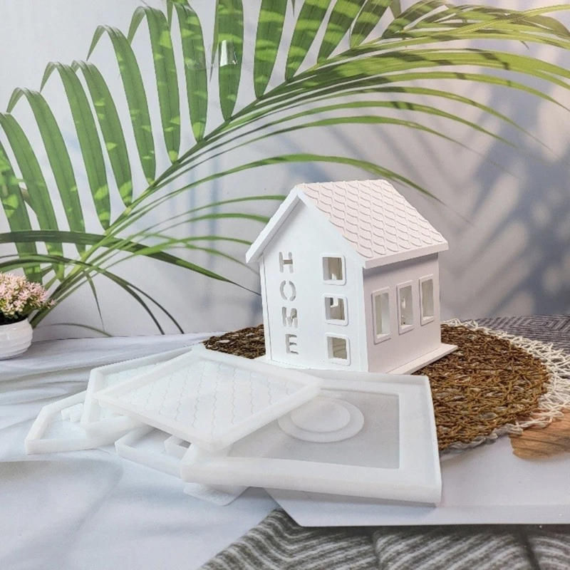 DIYs Castings Molds Candlestick Holder Silicone Mold 3D House Shaped Mold