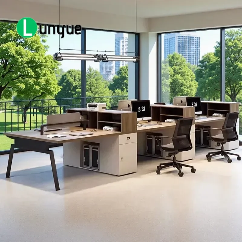 Modern Staff Office Desk and Chair Combination Simple Computer Workstation with Screen Partition Furniture for Employee