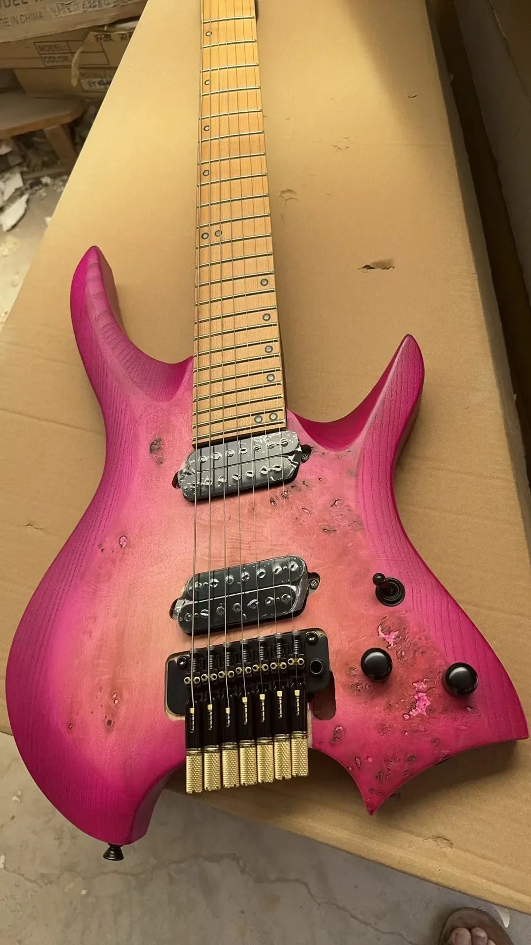 2024 New 7 Strings Headless Electric Guitar Purple Burst Roasted Wenge Neck  deluxe guitar Out of stock