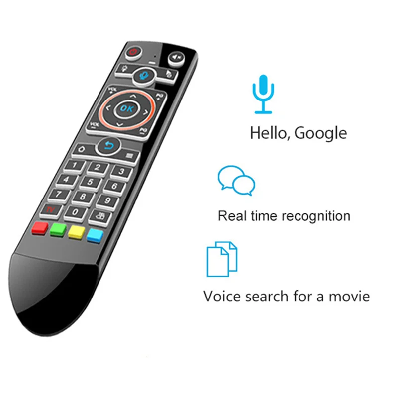 Q2 Smart TV Backlight Wireless Air Mouse IR Learning 2.4GHz RF Smart Voice Remote Control for Computer TV Box,Backlit