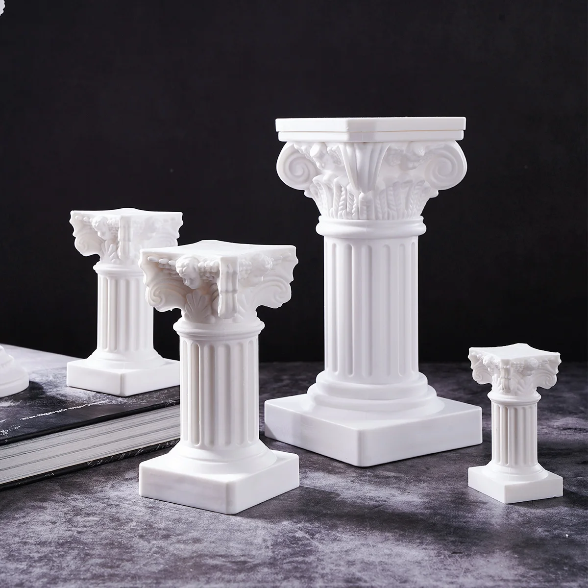 1PC, Roman Column Sculpture Resin Handicraft Statues, Festival Decorative Candlesticks, Roman Column Church Decorations