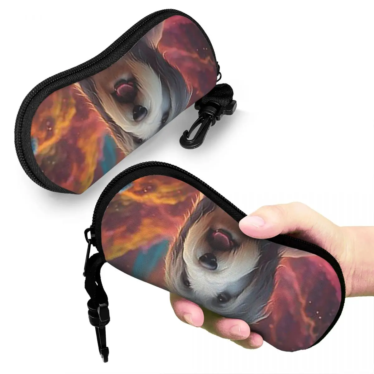 

Bearded Collie Dog In Colorful Nature Shell Glasses Case Protector Sunglasses Box Women Men Soft Eyeglass Bag Pouch