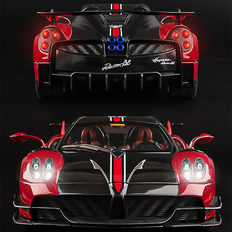 New 1:18 Huayra BC Alloy Sports Car Model Diecast Metal Racing Car Vehicle Model Sound and Light Simulation Kids Toy Gift - view 3