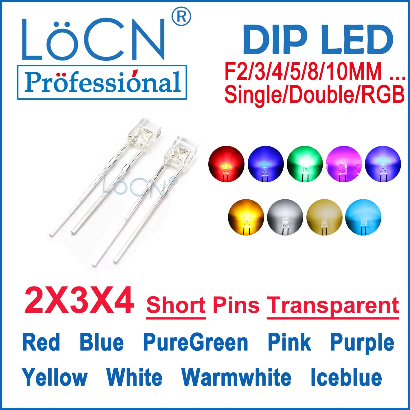 الصمام الثنائي الشفاف LoCN-LED ، مربع ، أحمر ، أزرق ، أصفر ، وردي ، أرجواني ، أخضر ، أبيض دافئ ، جليدي أزرق ، دبابيس قصيرة ، شفافة ، 2x3x4 ، 2x3x4 ، 2x3x4 ،