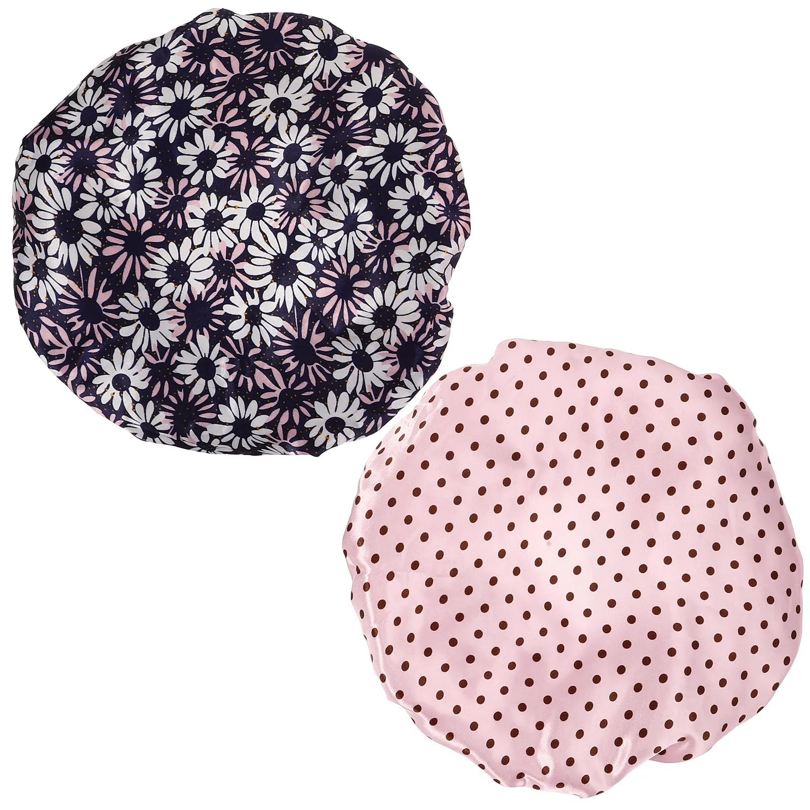 

2pcs Waterproof For Women Bath Shower Double Layer Elastic Foldable Hair Shower Hat Protection Spa Bathing Hat