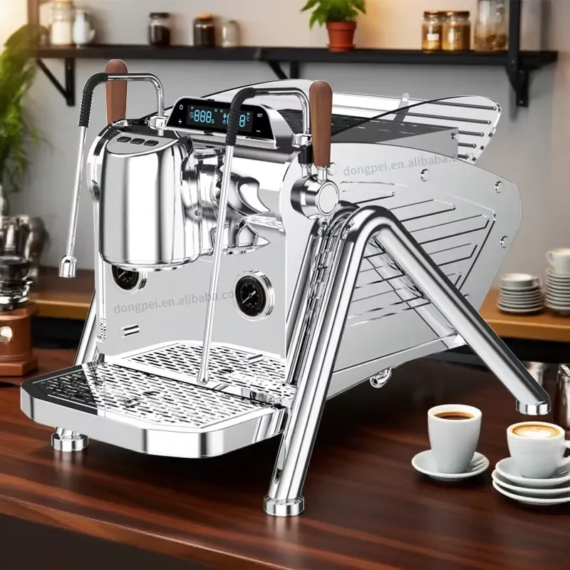 New 9 Bar Italian Commercial Espresso Machine Semi Automatic Stainless Steel Pump 220 Volt Power Supply