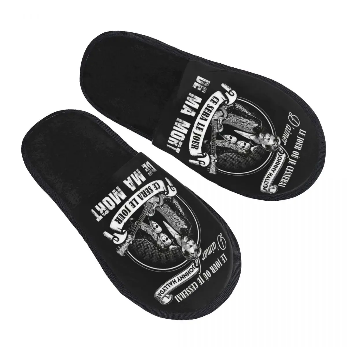 Johnny Hallyday French Singer Soft Scuff With Memory Foam Slippers Women Heavy Metal Rock Spa House Shoes