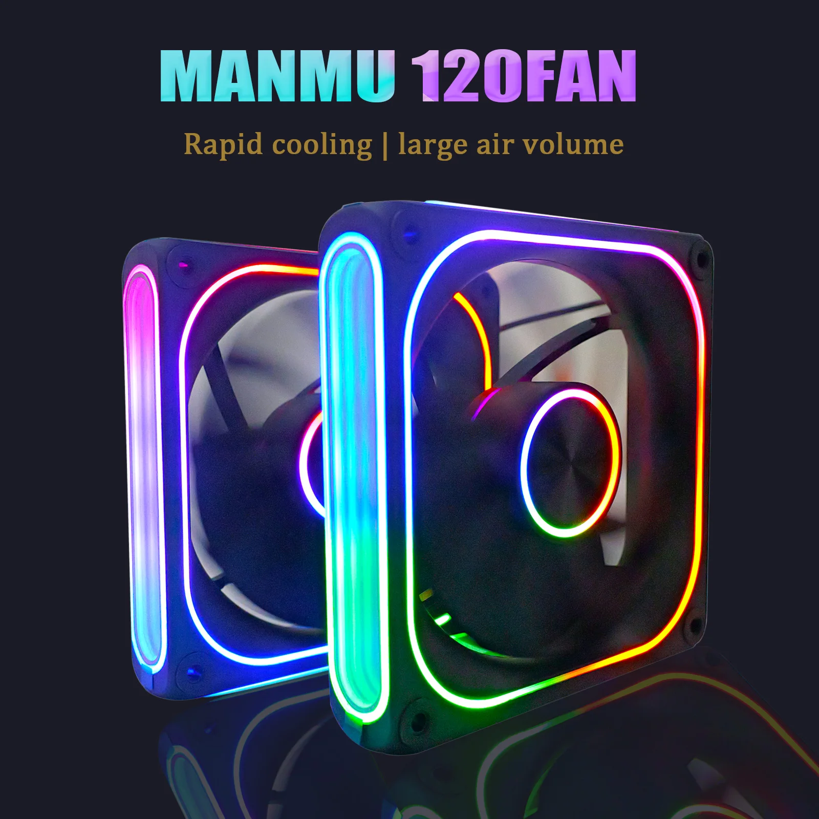 MANMU مروحة تبريد Ventilador منخفضة الضوضاء 120 مم تبريد الكمبيوتر Rgb Pc مروحة تبريد مع مرآة لا نهائية من 3 جوانب