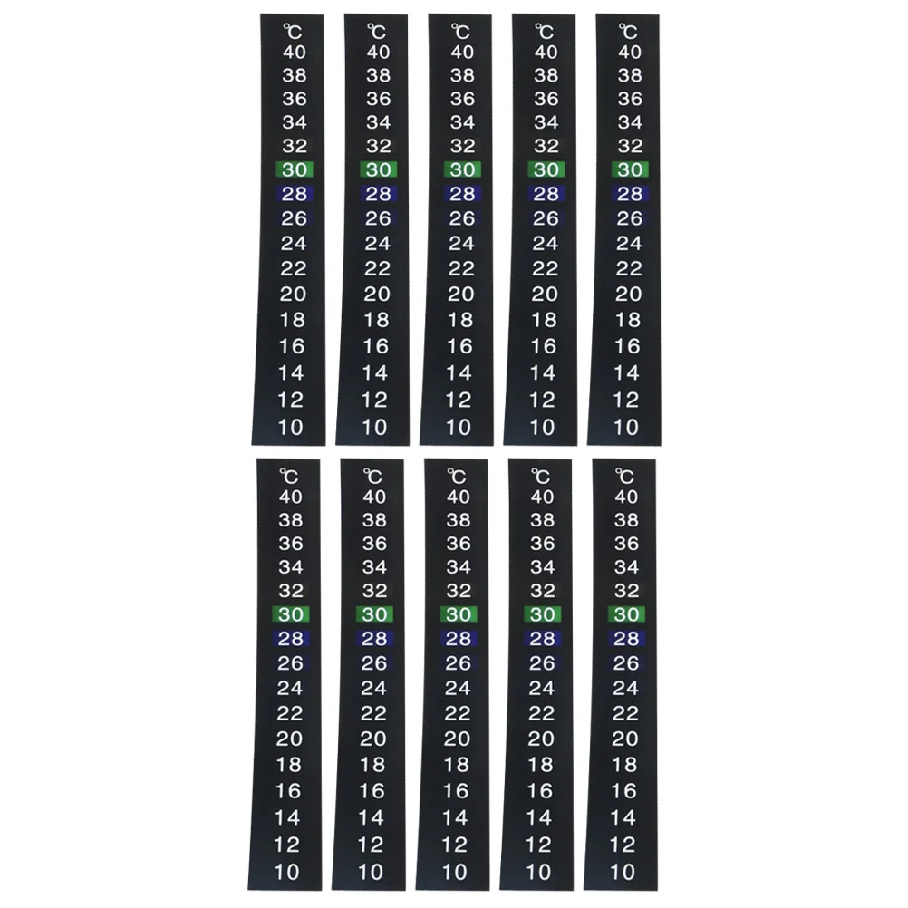 

10Pcs Thermometer Strip 10- Degree Indoor Temperature Measuring Liquid Crystal Discoloration Black Random Color