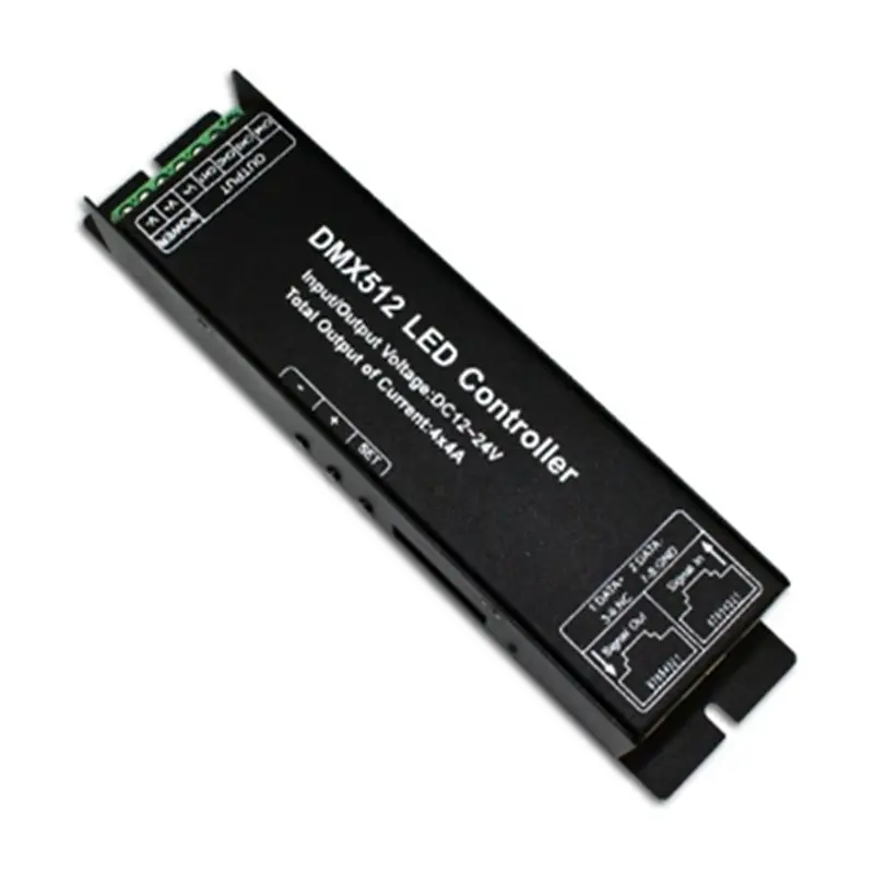 ABNR LED DMX512 4CH Digital Display Decoder Dimming Driver LED DMX512 Decoder For RGBW Strip Light DC12-24V 4A/CH