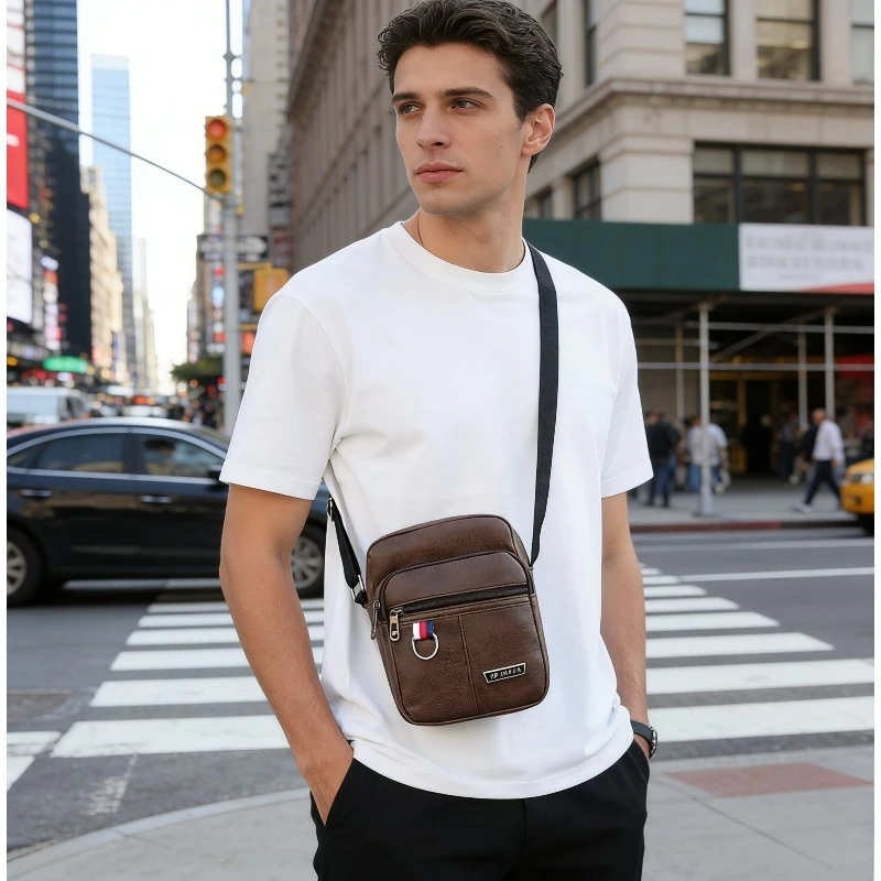 Men's Vertical Business Shoulder Bag, Casual Crossbody Bag, Lightweight Mobile Phone Pouch