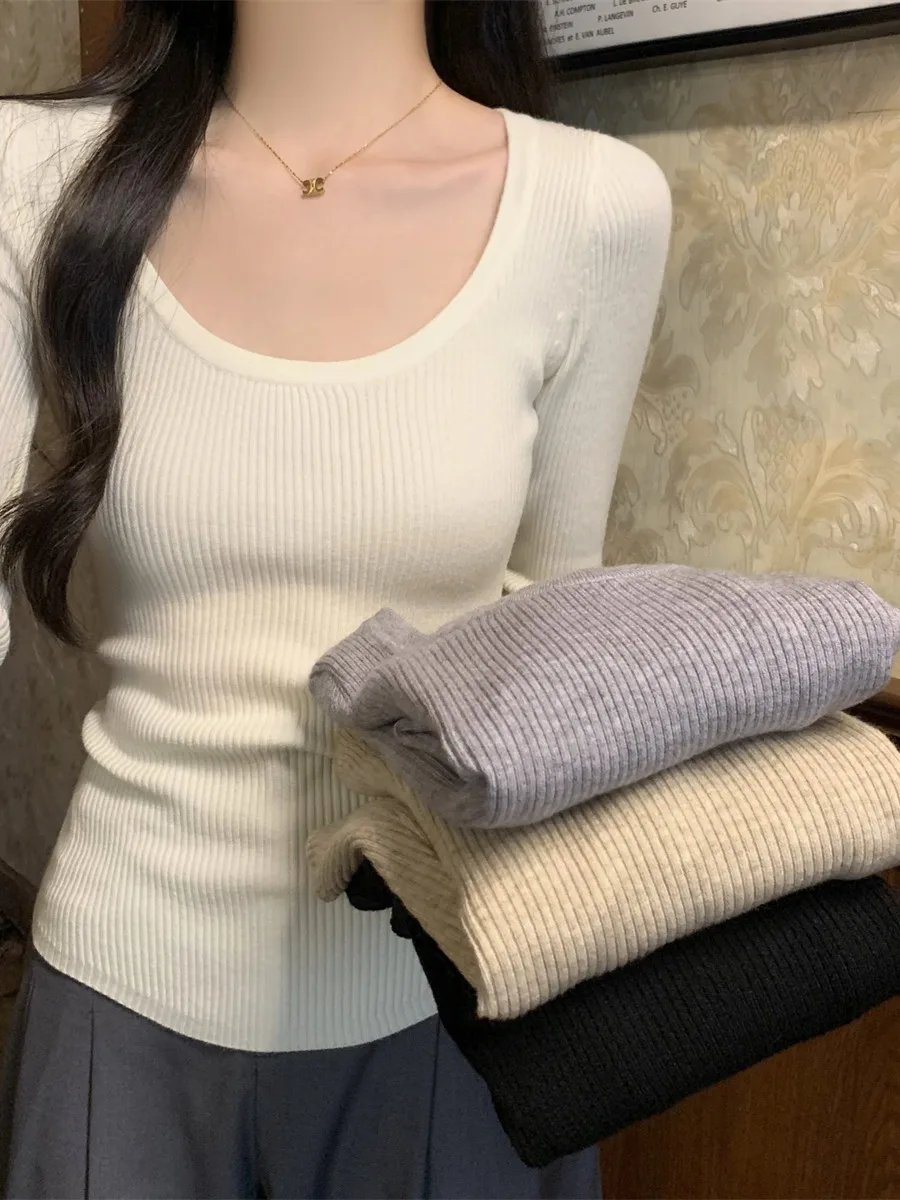 شيك U-Ne محبوك سترة المرأة الخريف الشتاء سليم صالح قاعدة طبقة علوية Faionable تنوعا طويلة Sve التريكو الحراري