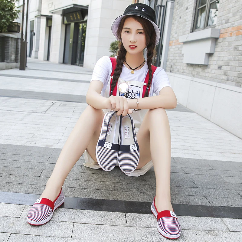 Slip-On Women Cloth Shoes Breathable Sweat-Absorbing Flats Size 35-41