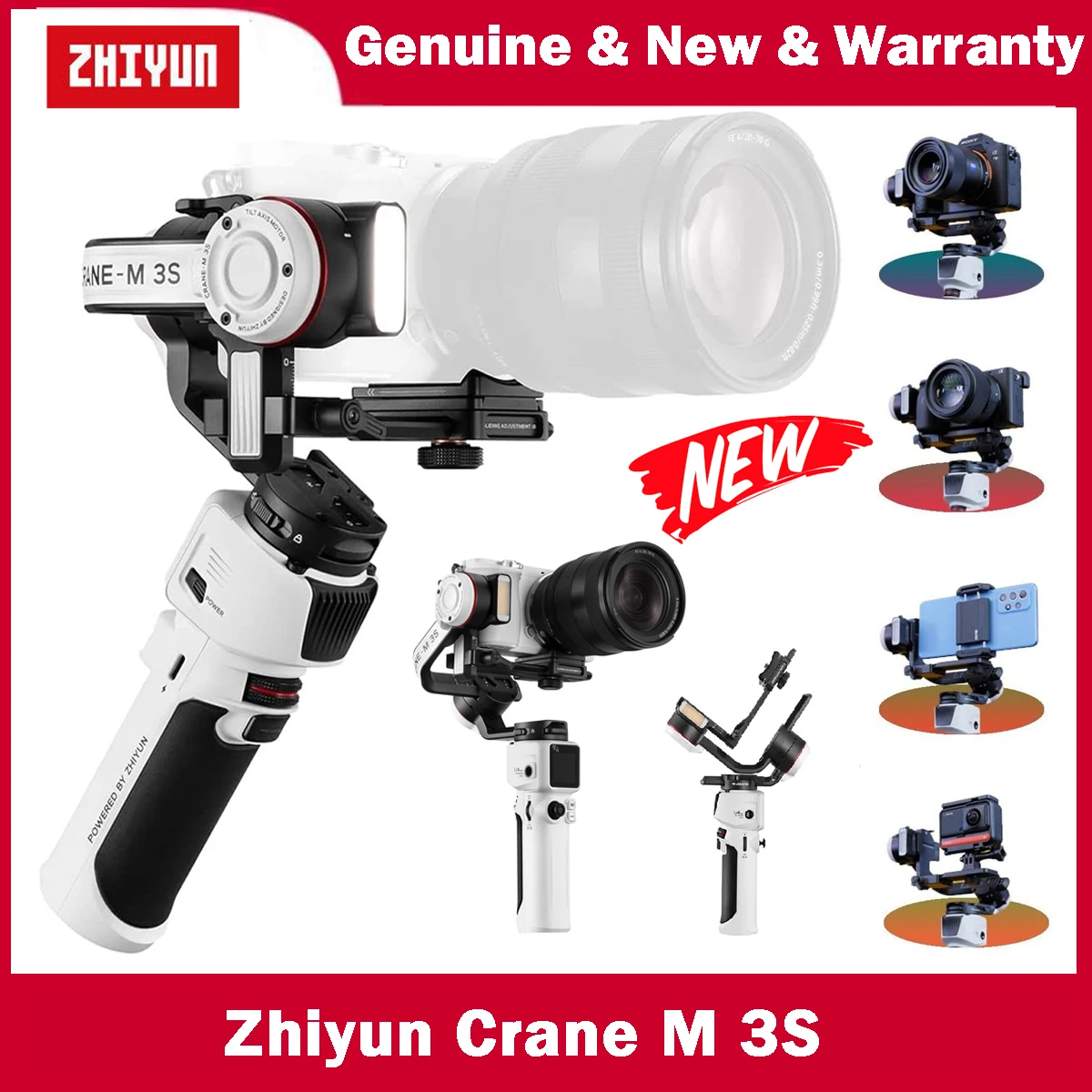 Zhiyun Crane M3S Camera Gimbal Stabilizer Handheld Quick Release for Sony Canon Mirrorless Cameras Gopro Smartphone iPhone 14