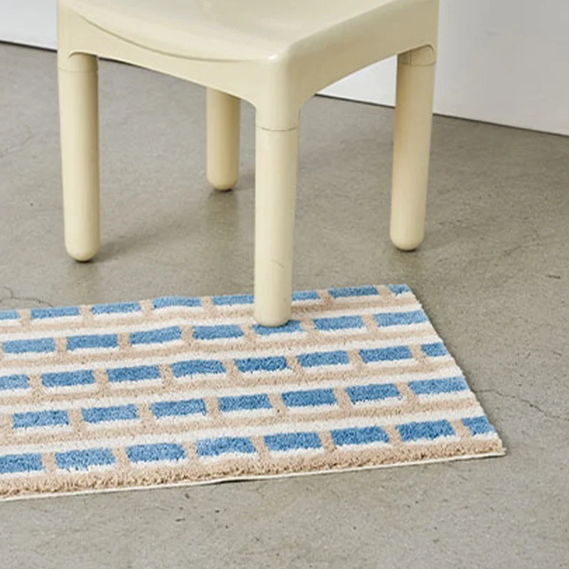 VIKAMA Minimalist Line Color Block Carpet Anti Slip Soft Floor Mat Minimalist Interior Living Room Bedroom Home Decoration