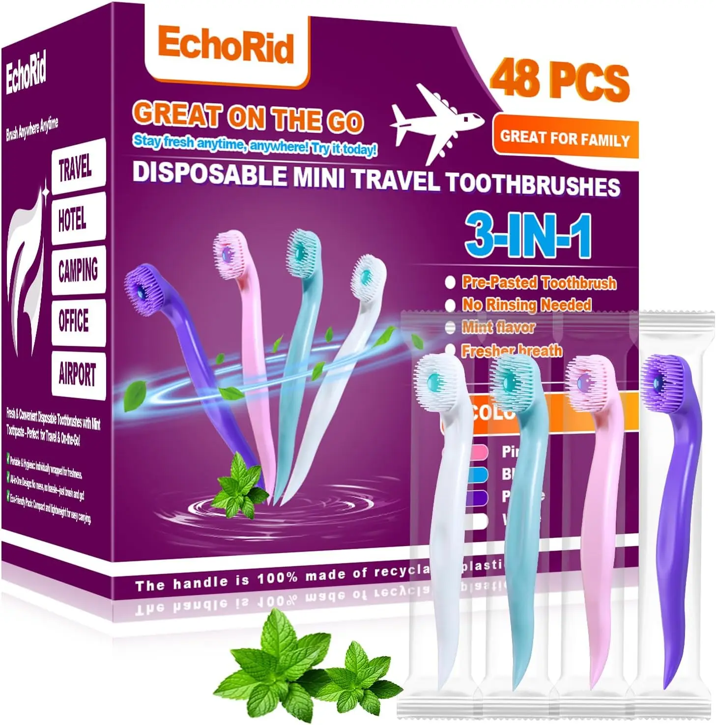 

Миниатюрная одноразовая зубная щетка с зубной пастой и зубочисткой для путешествий