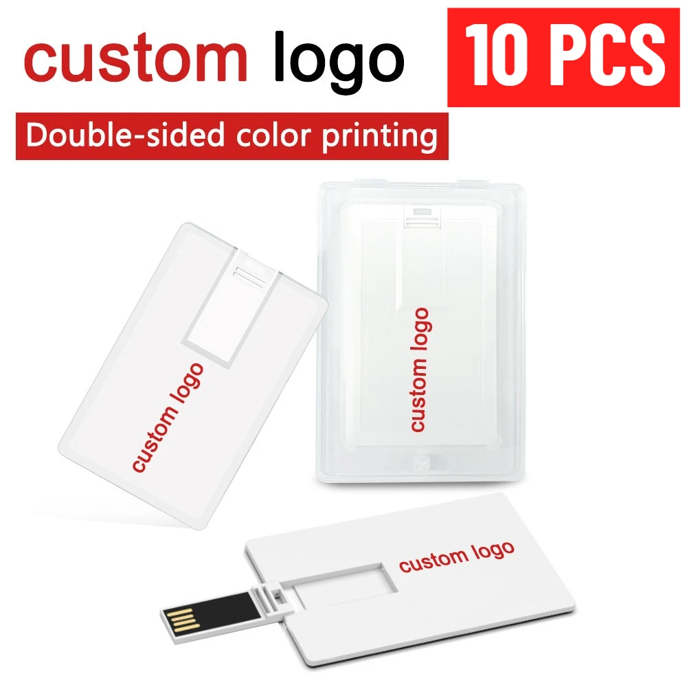 

10PCS Custom Logo Print Picture 128MB 4GB 8G 16GB USB Flash Drive 2.0 Credit Card Pendrive Business Name Shaped USB Memory Stick