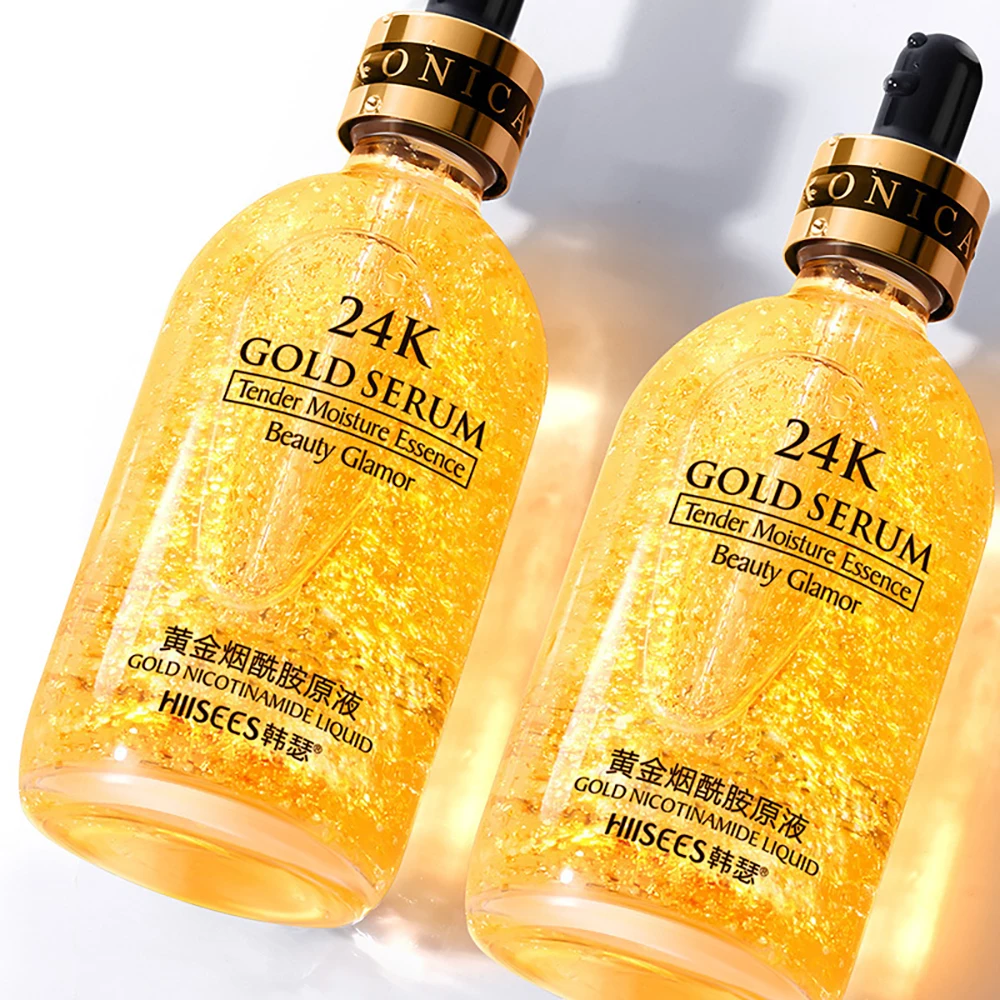 24K Golden Niacinamide Essence Liquid Deeply Nourishes Anti Wrinkles Anti Aging Hyaluronic Acid Nourish Skin Facial Moisturizer