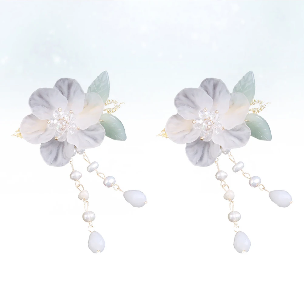 

2pcs Hanfu Headwear Crystal Hairpins Tassel Decor Women Girls Hair Clips Strong Grip Stylish Elegant Costume Party for All