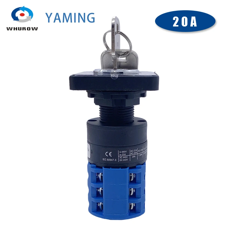 LW26-20YS5/3 تركيب ثقب واحد 22.3 مللي متر مفتاح القفل المزدوج مفتاح الطاقة المحرك العالمي نقل 20A مفتاح كام دوار #4