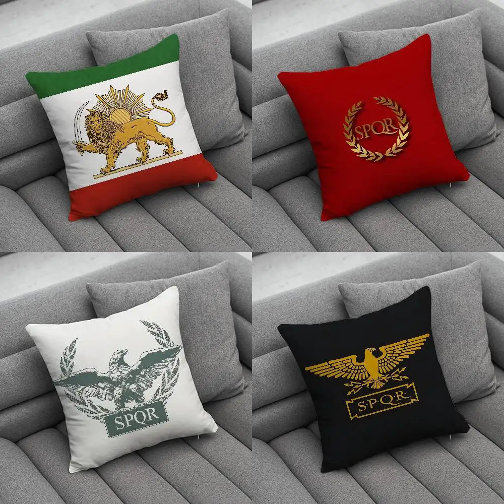 

Retro Spqr Roman Empire Pillow Case Anti-dustmite Pillowcase Invisible zipper silky short plush Sofa cushion cover